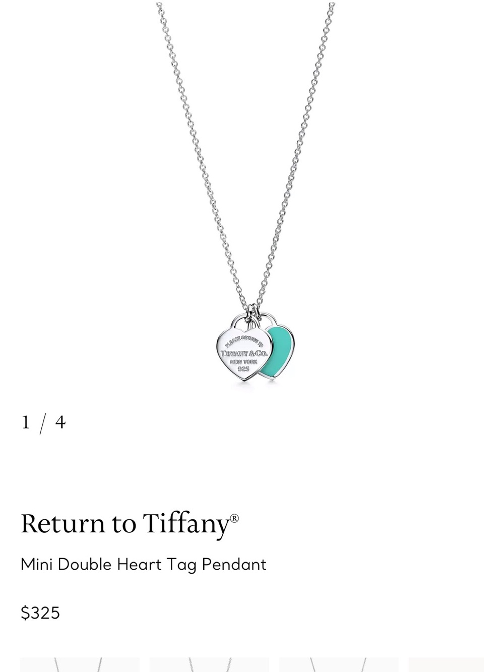 Tiffany & Co. Double Heart Pendant Necklace in Light Green and Silver - Picture 6 of 7